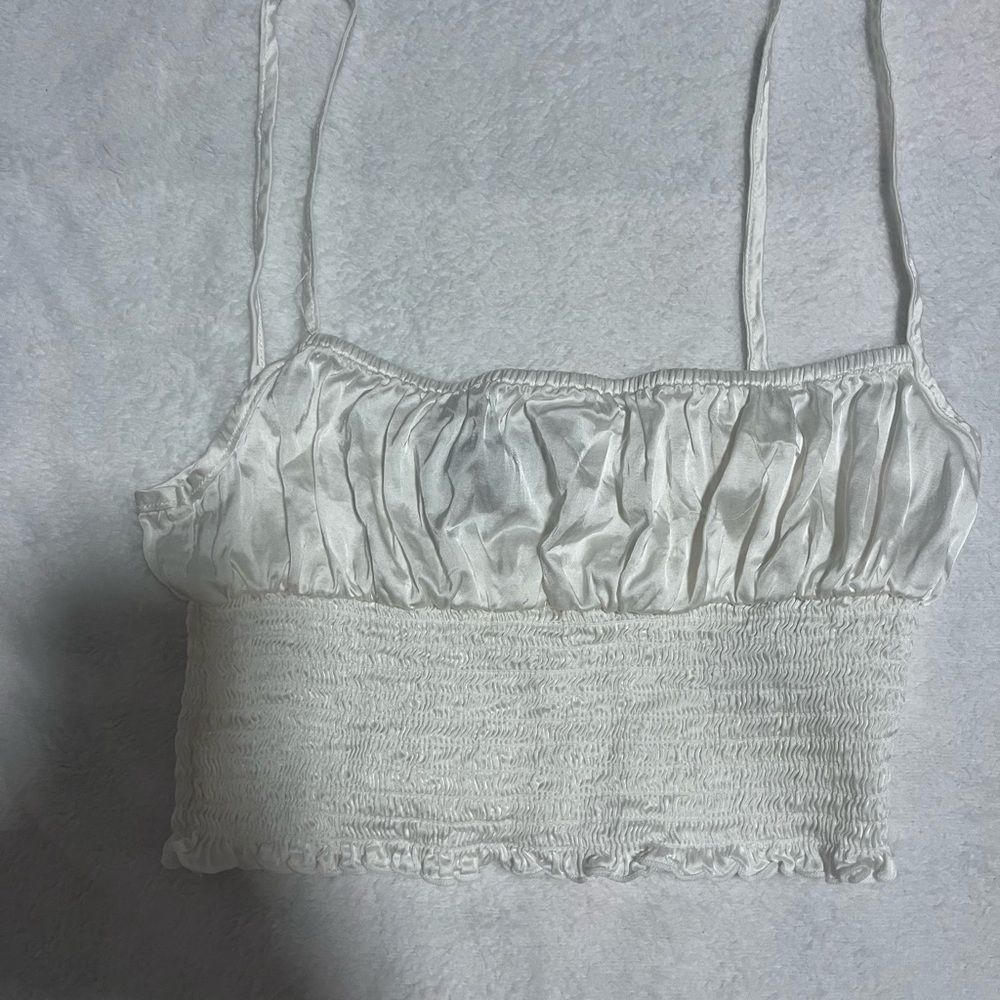 forever 21 silk scrunch tank white